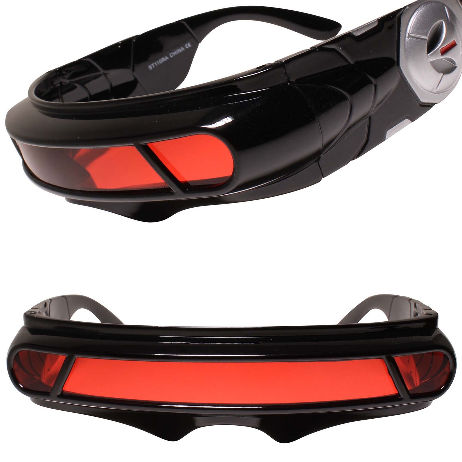 Black W/ Red Lens Costume Cosplay X-Men Cyclops Wrap Visor Sun Glasses
