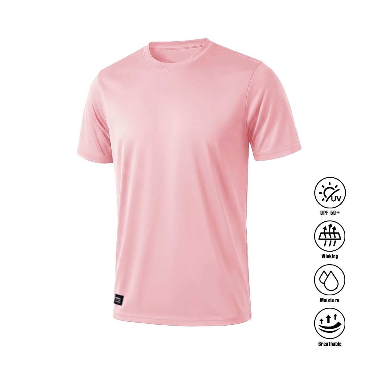 Quick Dry Athletic T-Shirt UPF50+ Moisture Wicking Crew Neck Short Sleeve