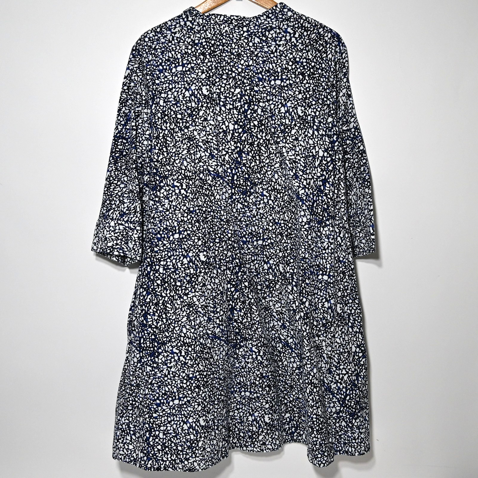 Zuri Kenya Cotton Shirt Dress XL Womens Blue World Wide Web Print