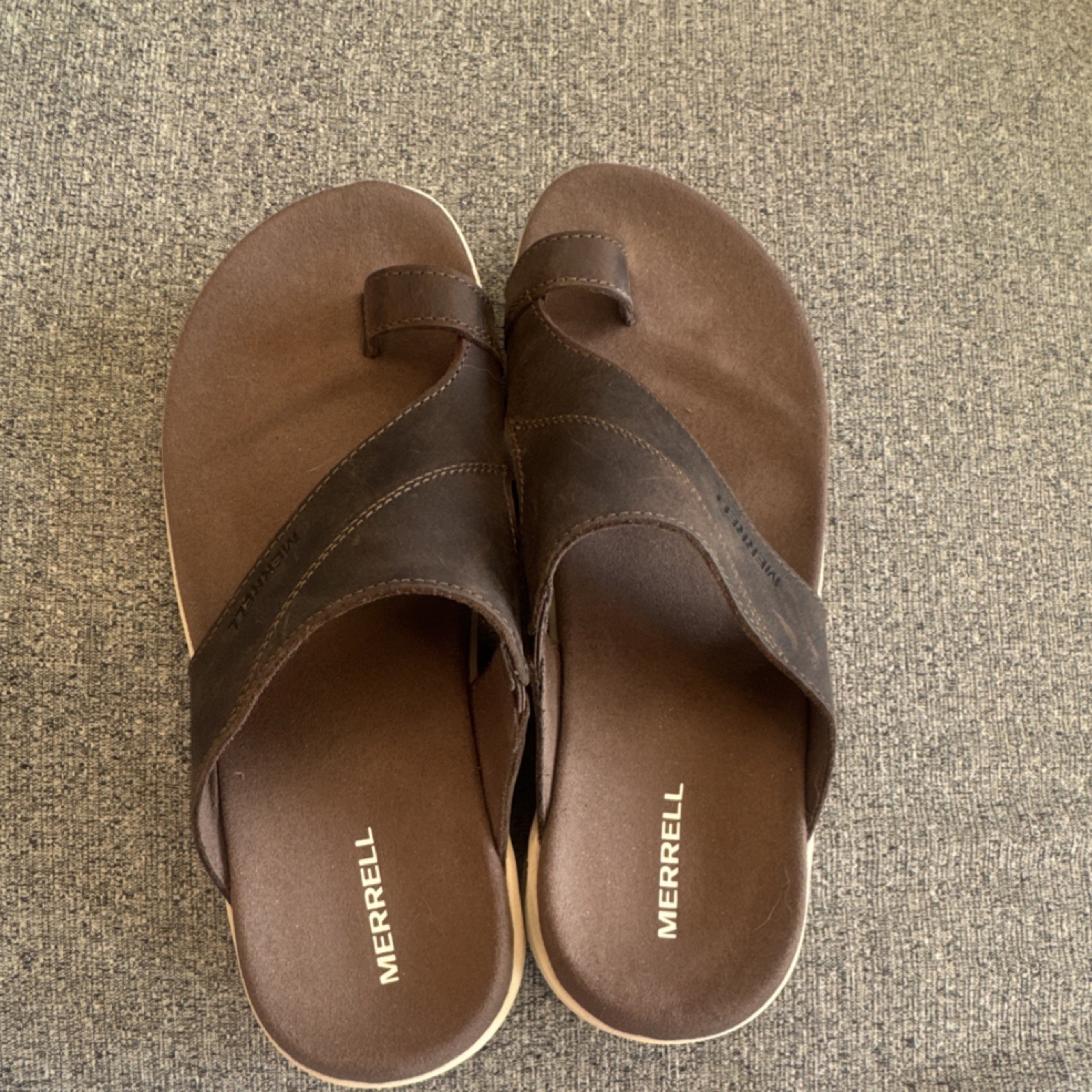Merrell Women’s Brown Leather Slide Sandals Cushioned Comfort US 6 EU 37 UK 4