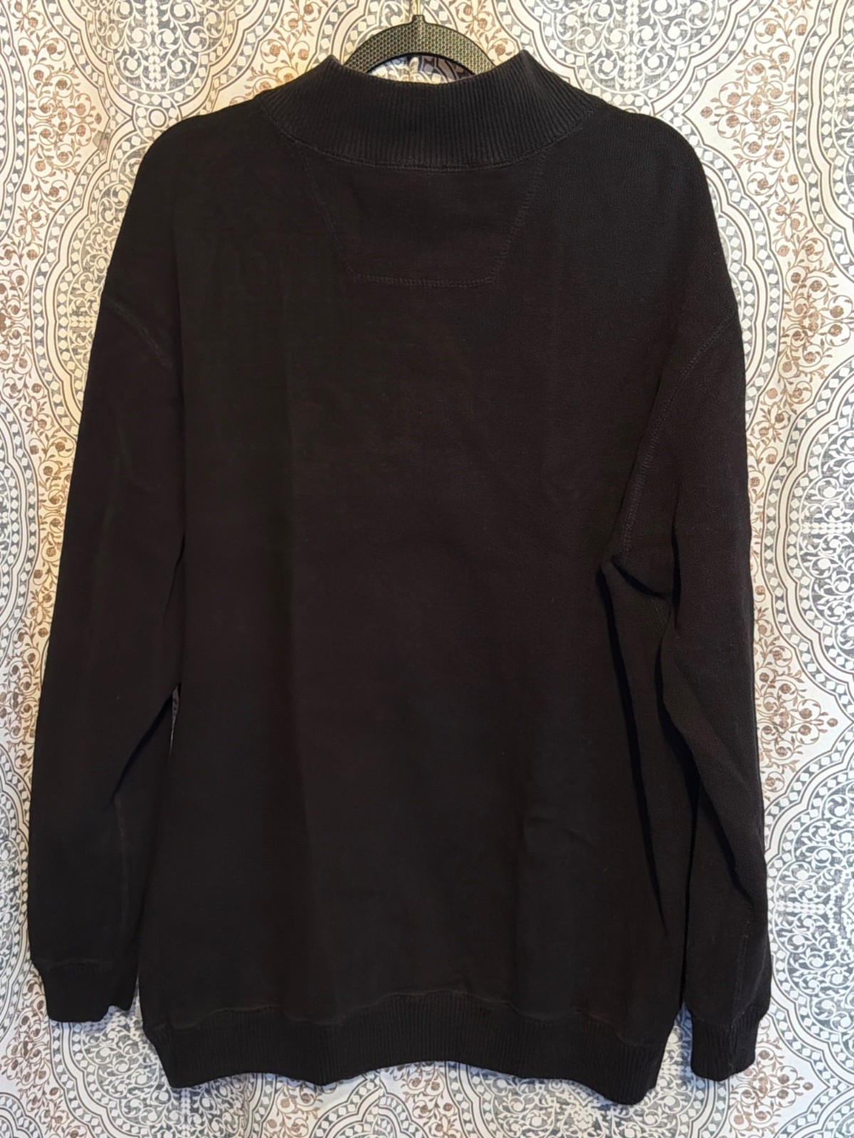 Vintage Black Half-Zip Reversible Sweater Ribbed Collar & Cuffs Mens Size XL