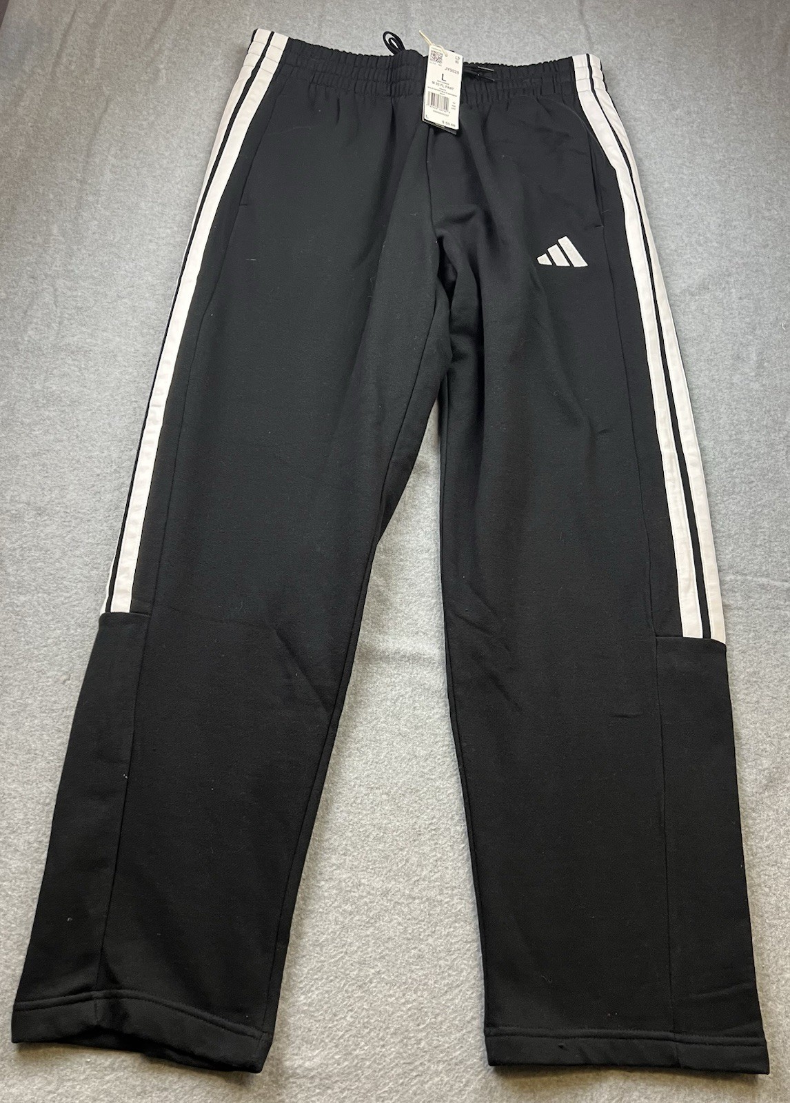 adidas Men’s Fleece Sweat Pants Size Large Black/White JY9028 NWT