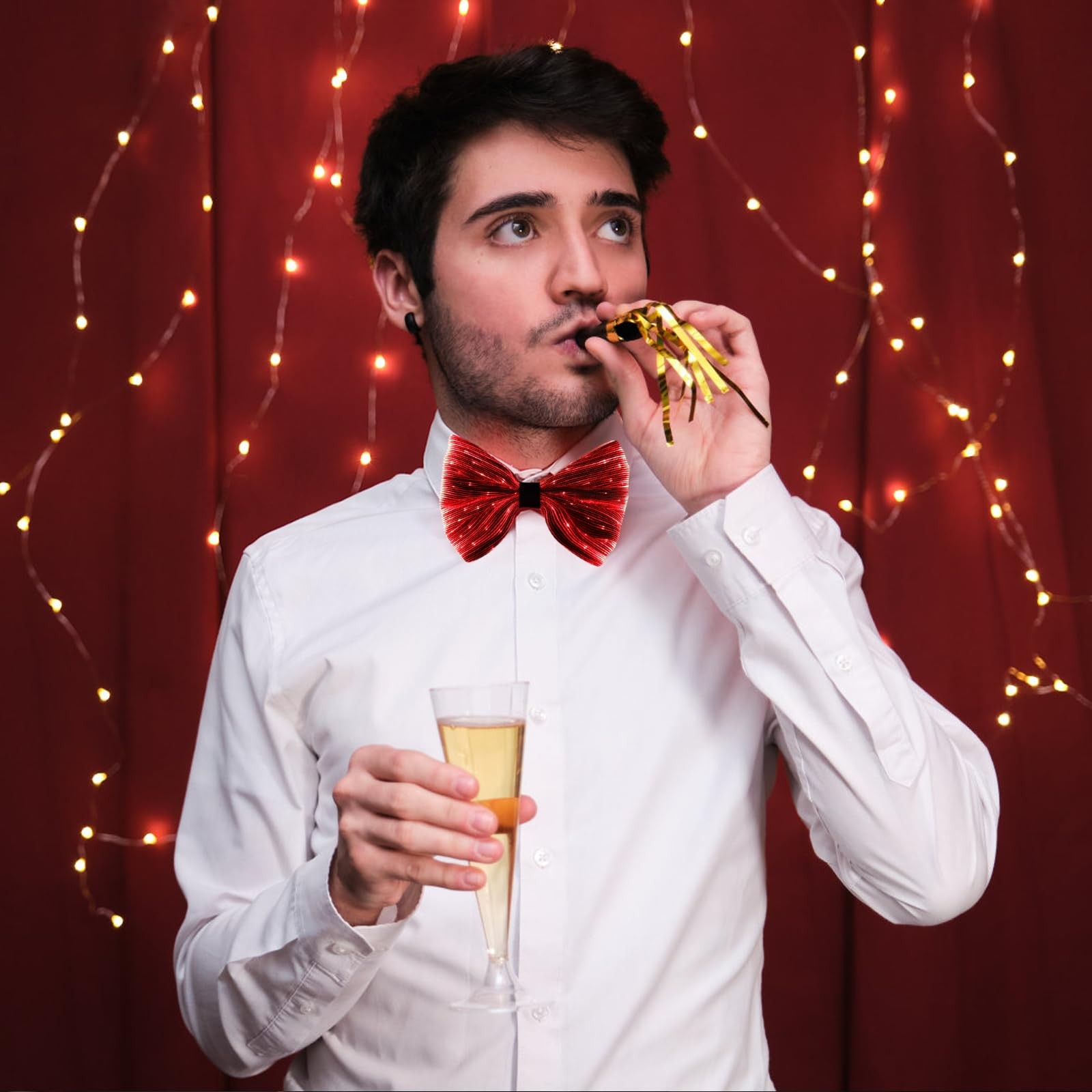 light up bow tie Rechargeable Fiber Optic Bowtie 7 Colors & 5 Modes – Disco,
