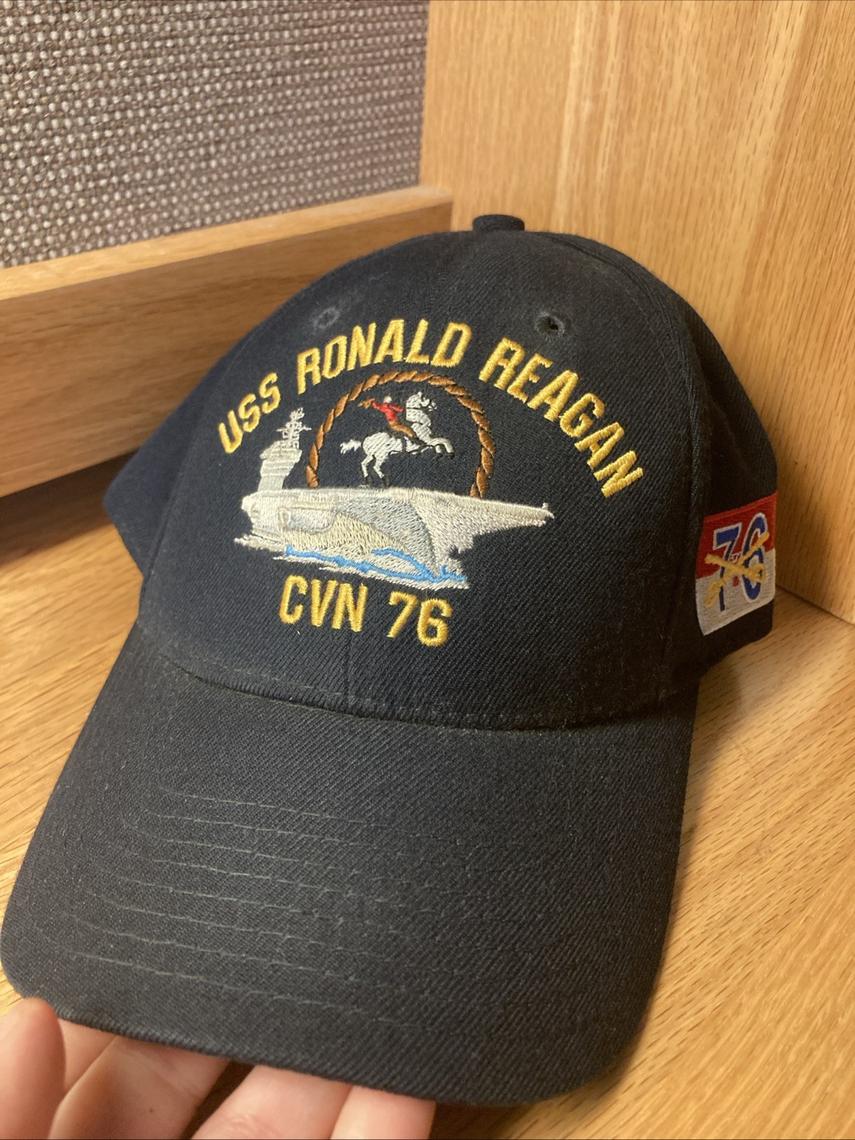 The Corps USS Ronald Reagan CVN 76 Logo Navy Blue Baseball Cap Hat Made In USA
