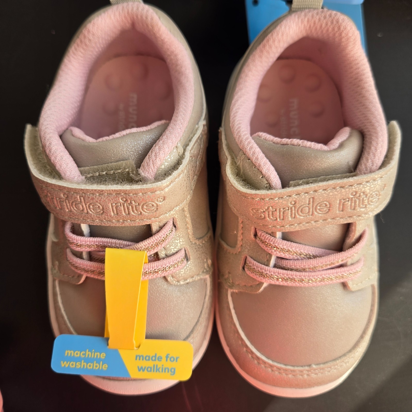 YOU PICK – Munchkin by Stride Rite Baby Girls Sneakers Pink & Gold Sizes 3 4 5 6