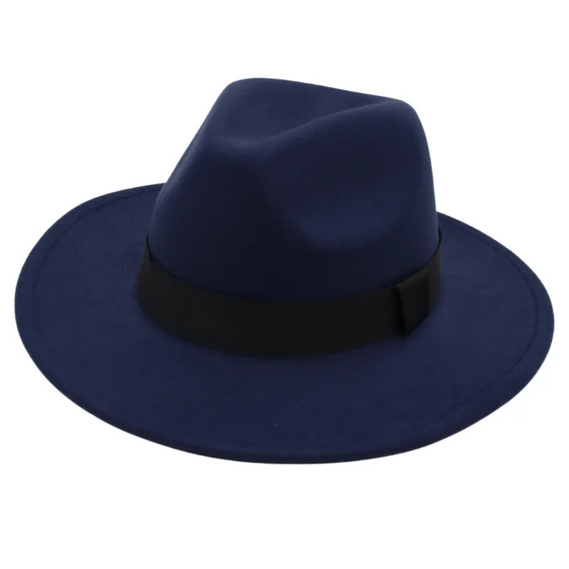 Wool Felt Wide Brim Fedora Hats for Women Men