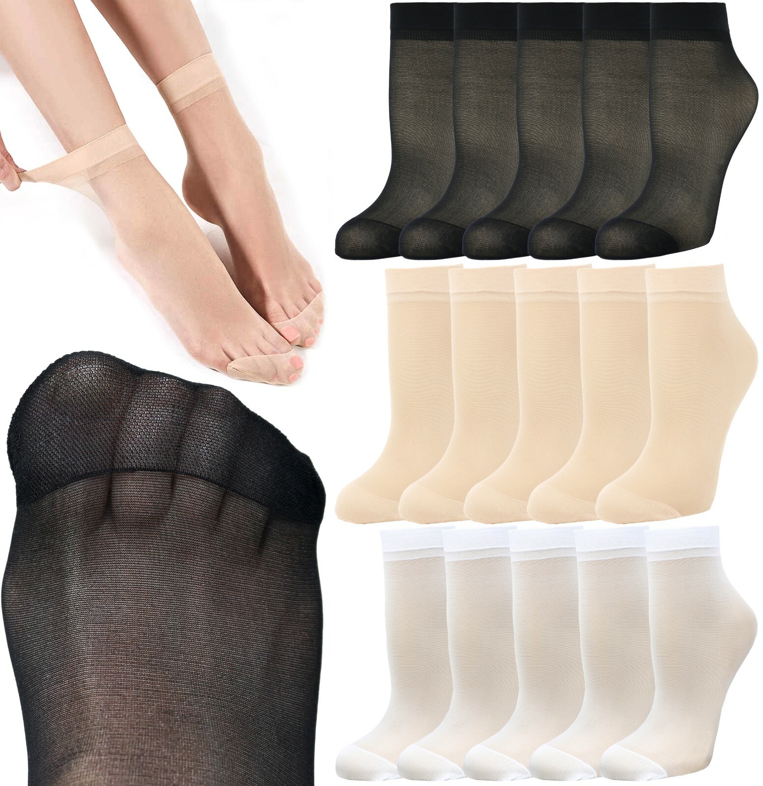 10 Pairs Women’s Soft Nylon Ankle Sheer Socks Hosiery