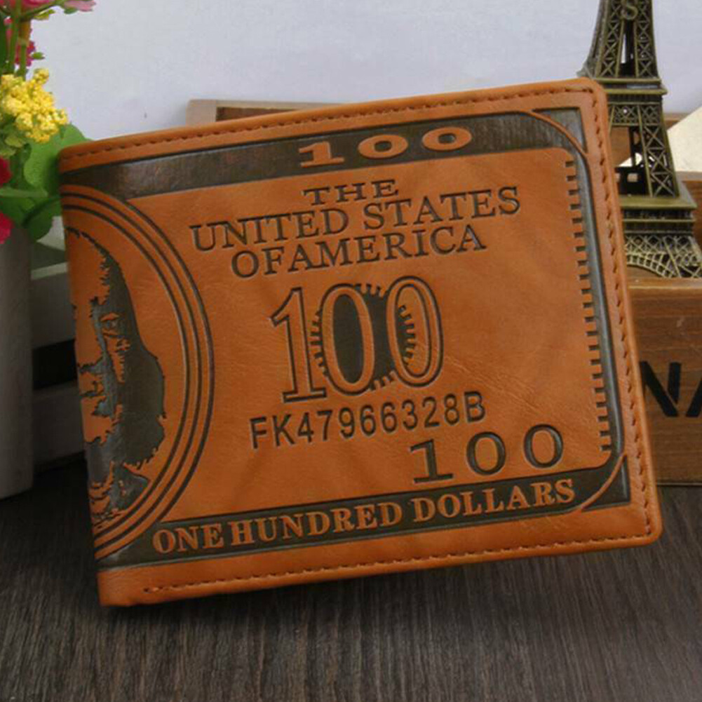 Men’s Novelty US 100 Dollar Wallet PU Leather Bill Money Billfold Card Holder US