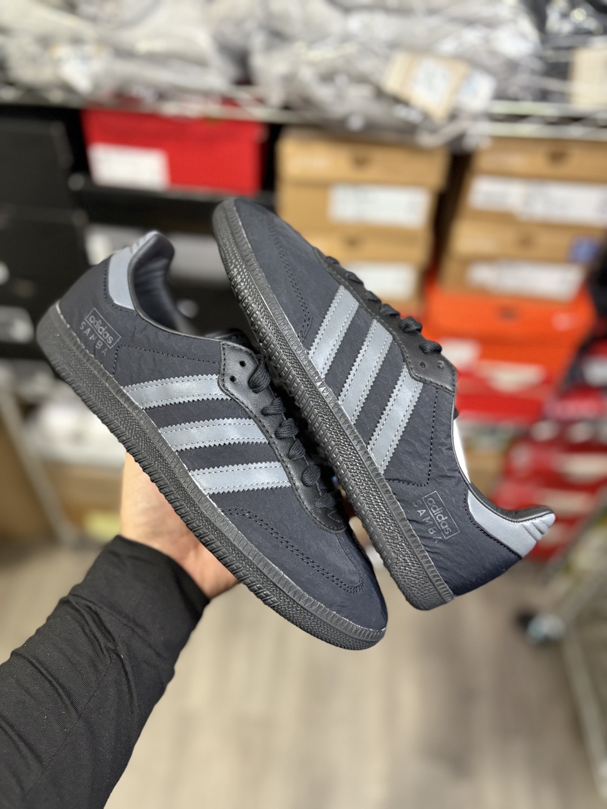 Size 7 – adidas Originals Samba OG Mens Carbon Black/Reflective Black – IE9133