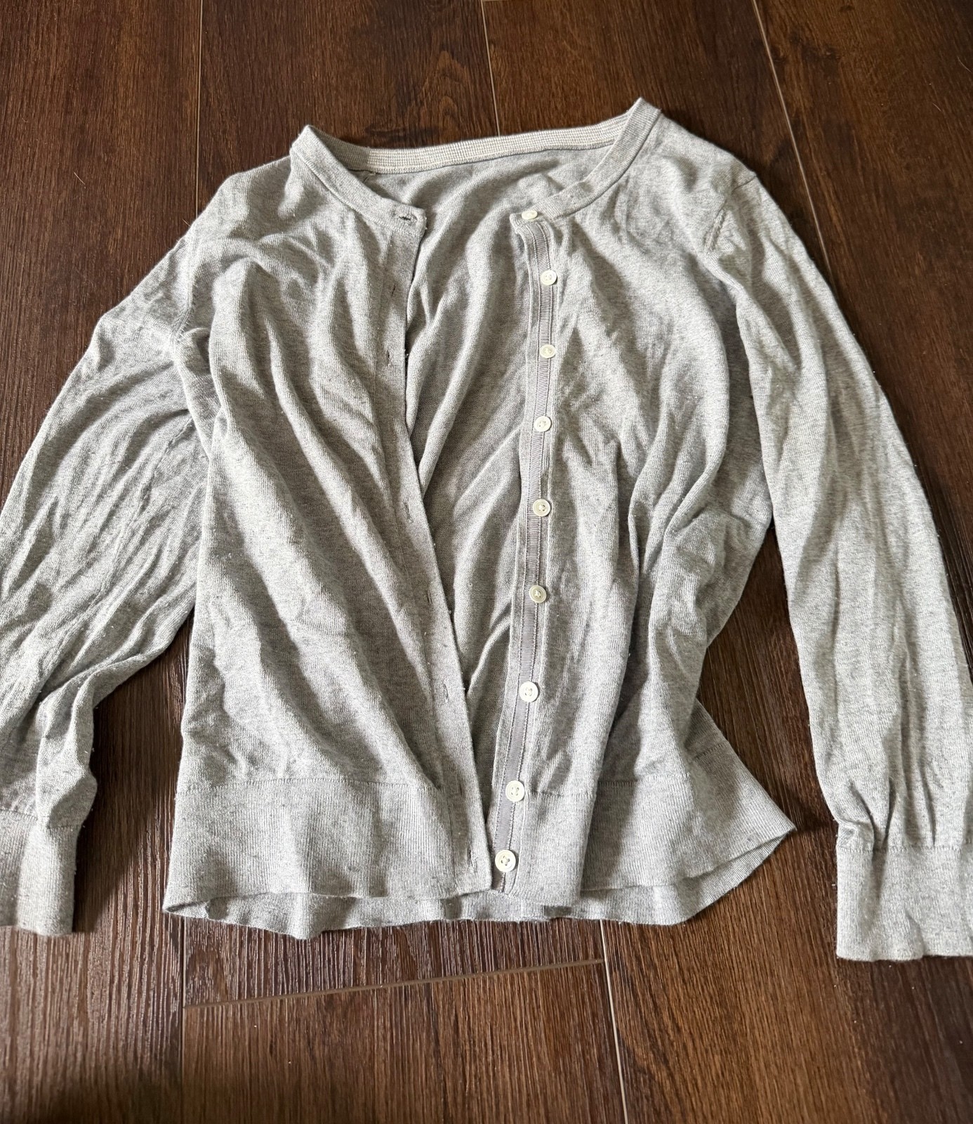 Light Gray Button-Up Cardigan Sweater