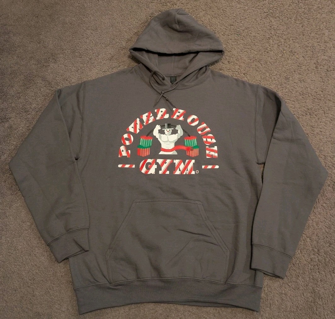 Powerhouse Gym Snowman Christmas Weightlifting Body Building Hoodie Sweatshirt