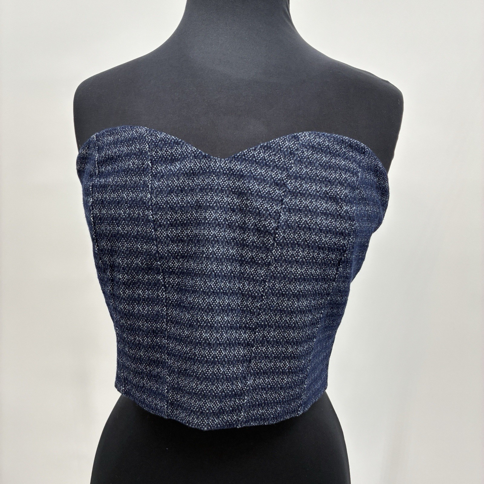 Lulus Jacquard Corset Sleeveless Tube Top Blue Large NEW