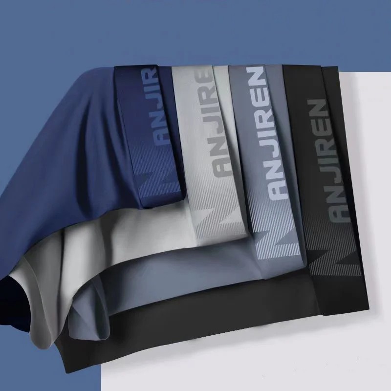 4pcs Boxer Shorts Men’s Ice Silk Underwear Male Underpants Breathable Sexy Thin