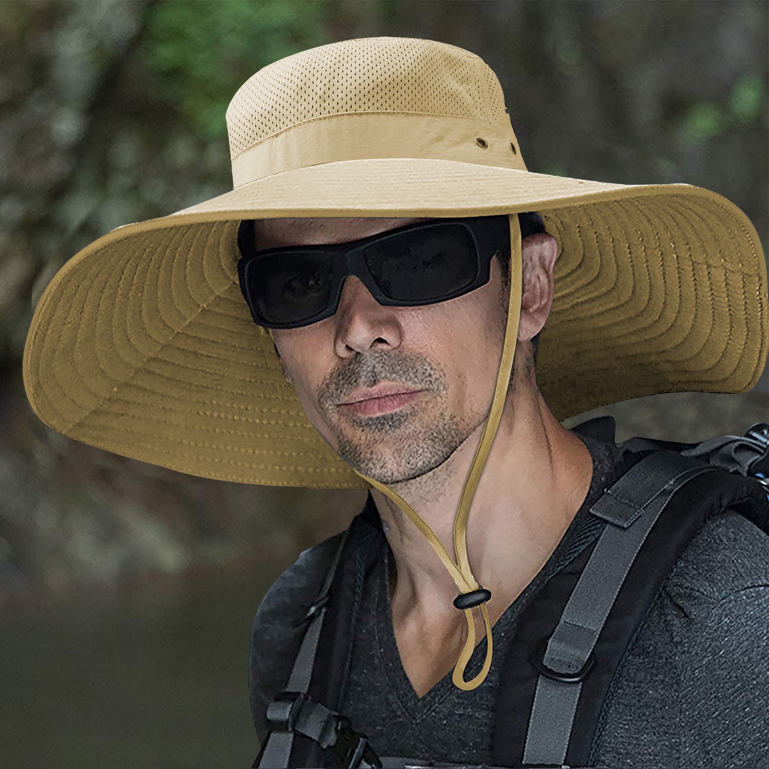 15CM Wide Brim Sun Hat & UV Protection Arm Sleeves For Hiking Camping Fishing