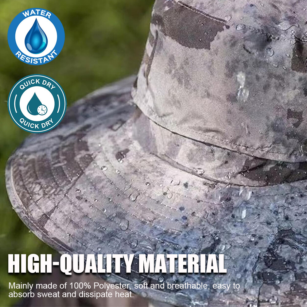 Solar &USB Powered Fan Hat Wide Brim Bucket Outdoor Fishing Hiking UV Protection