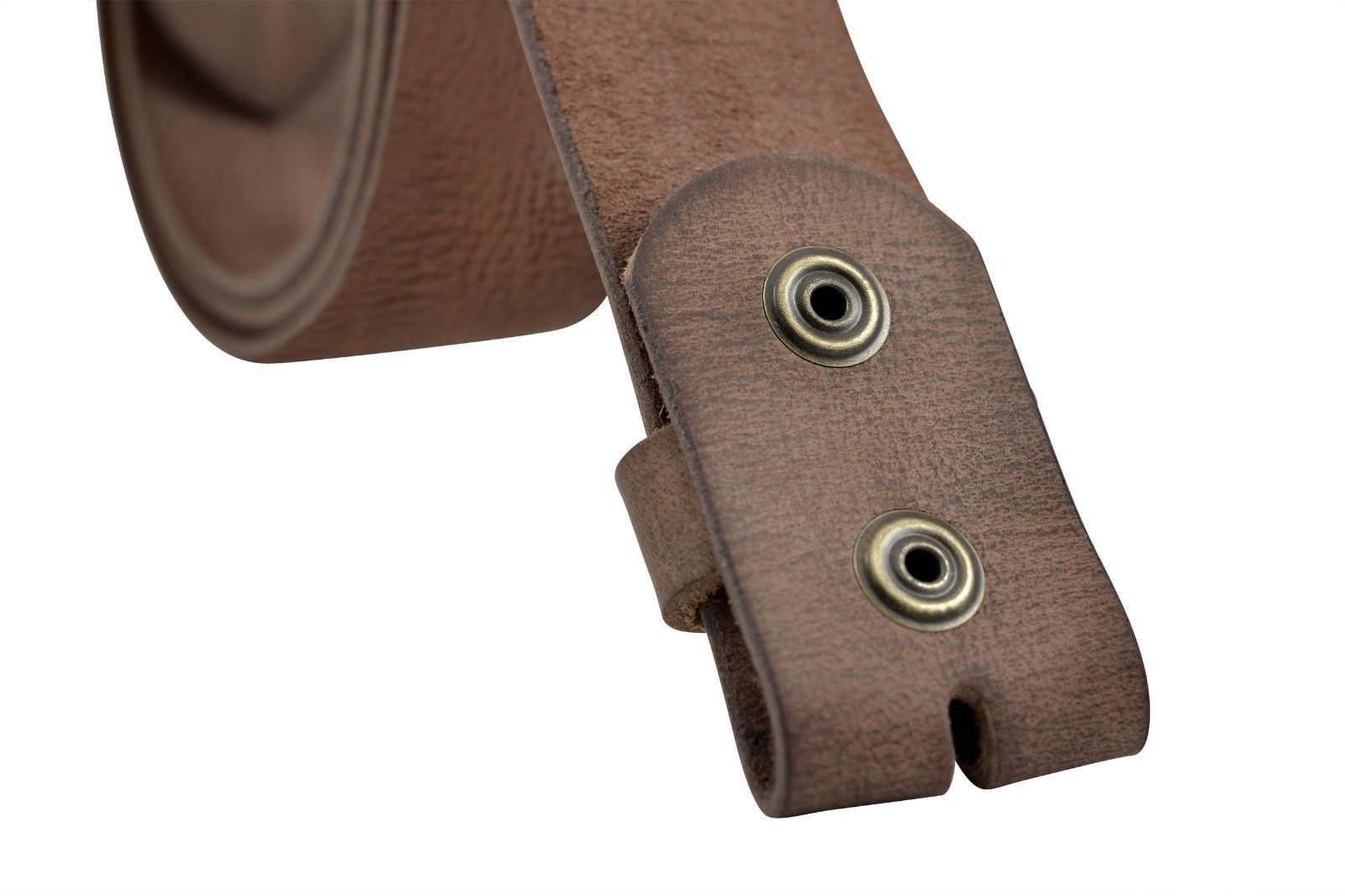 Vintage Full Grain Buffalo Leather Solid 1-Piece Belt Strap – Brown