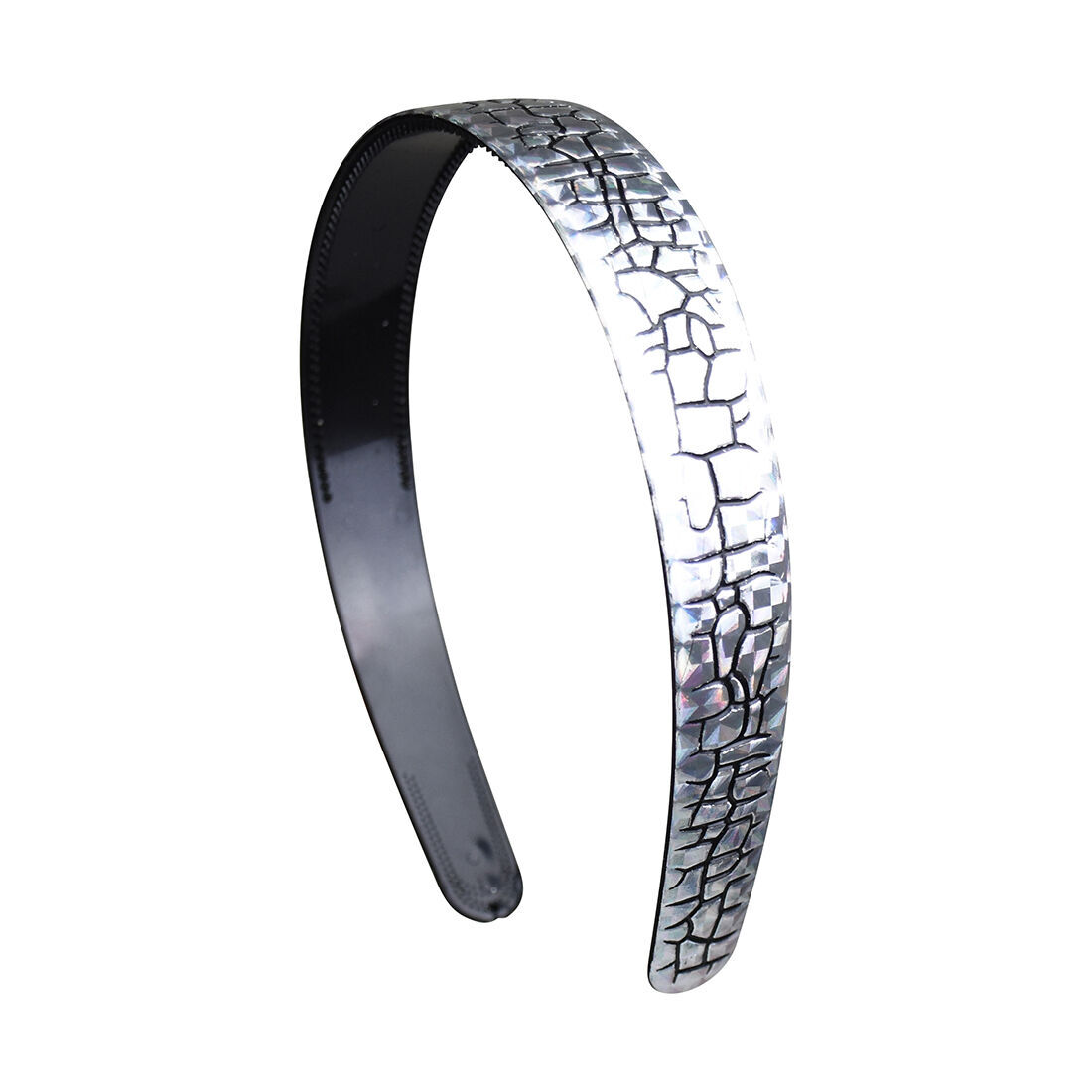 1 Inch Silver Crackle Design Headband for Women and Girls