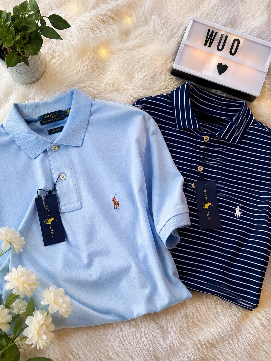 Polo Ralph Lauren Lot of 2 Men’s Medium Classic Fit Shirts NWT Blue & Navy Strip