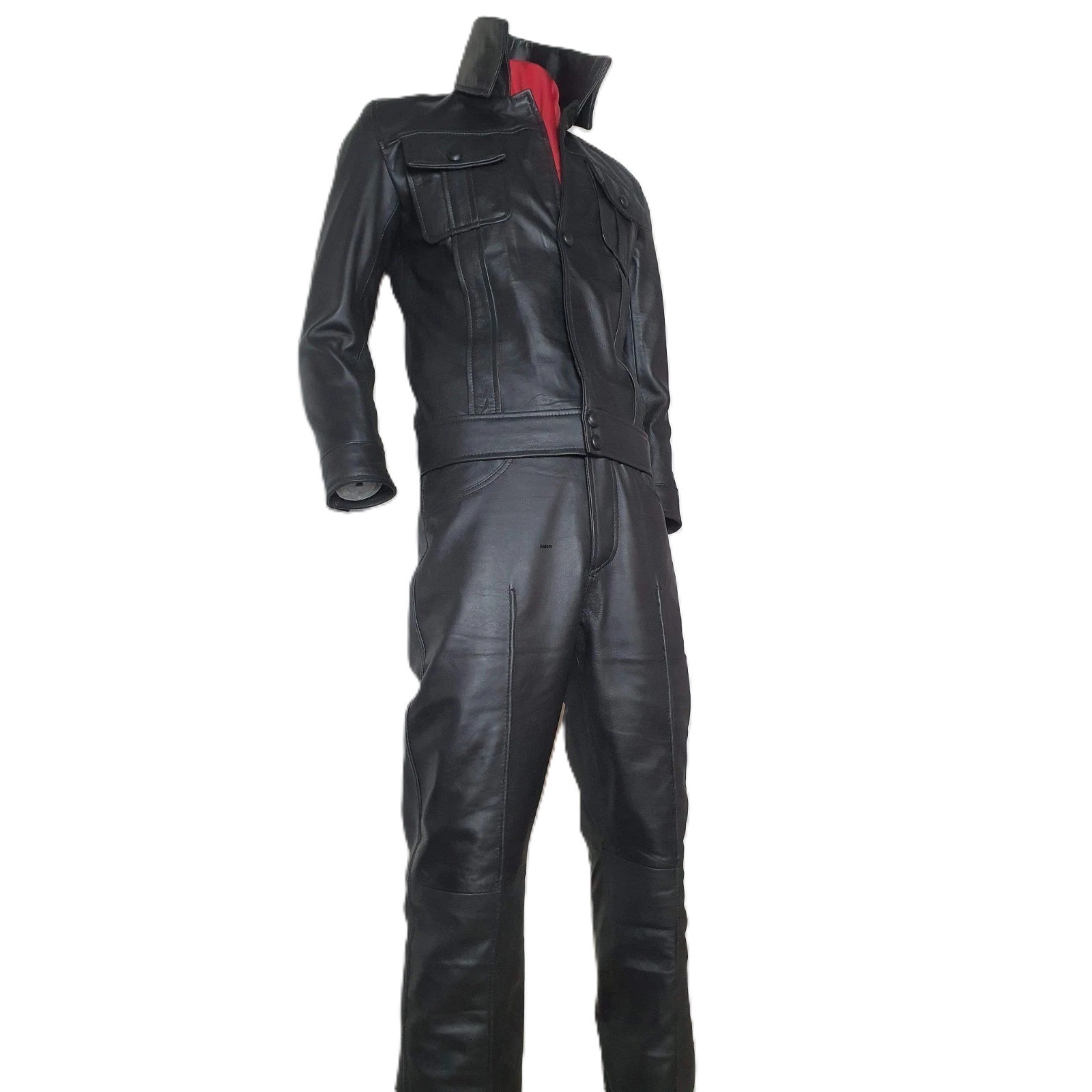 Men’s Black Lambskin Leather Tribute Performance Suit Vintage Rock Style Suit