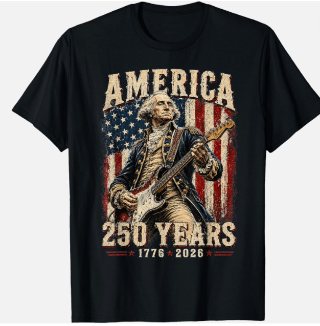 Vintage George Washington Playing Guitar 250 Years America Unisex T-Shirt