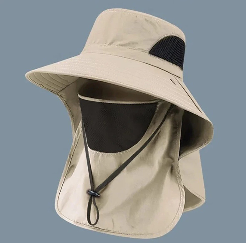 1pc UV Protection Bucket Hat Neck Flap Fishing Hiking Sun Cap Unisex – NEW