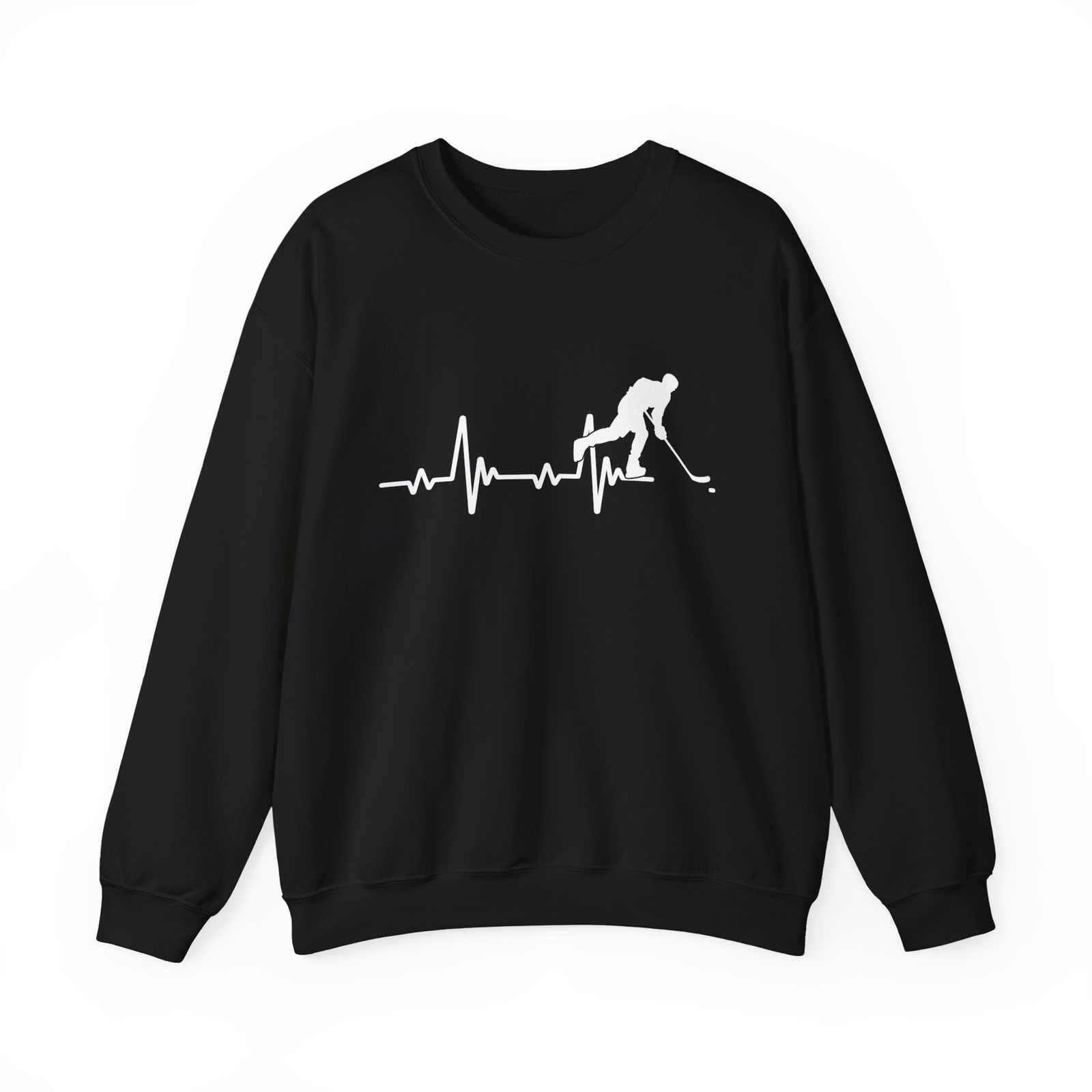 Hockey Sweatshirt, Ice Hockey Player Heartbeat Winter Sports Fans Sweatshirt