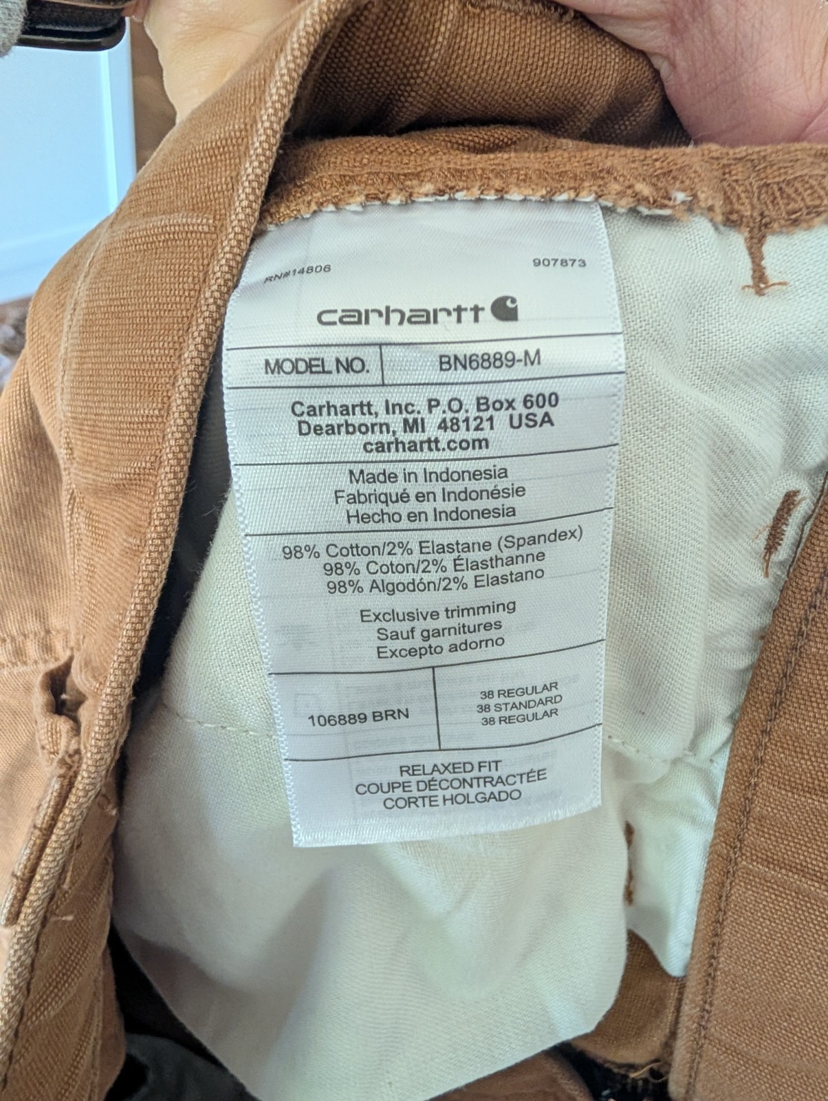 Carhartt Joggers Mens 38 Brown Rugged Relaxed Fit Canvas Pants