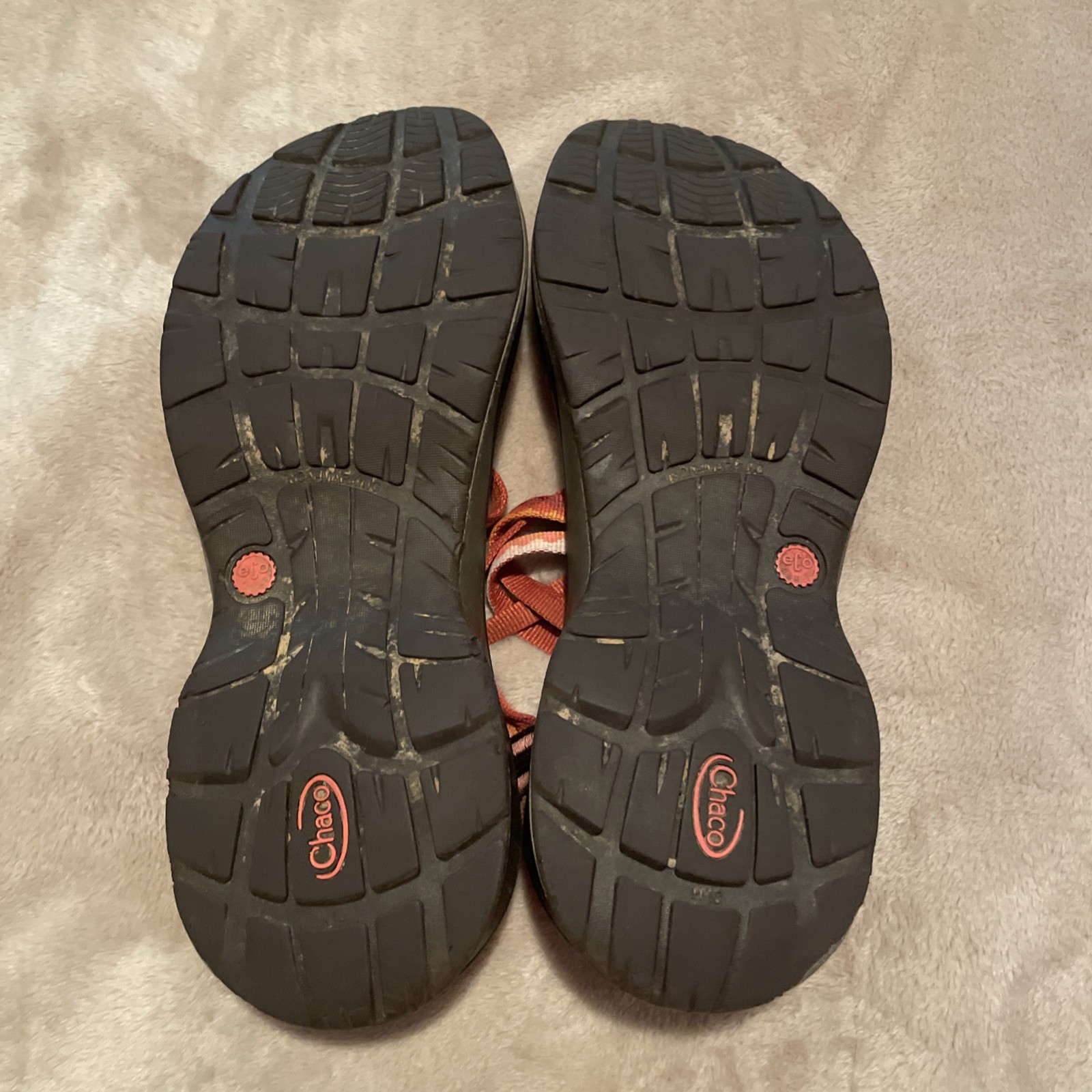 Chaco Women’s ZX/2 Sandals Orange With Brown Sole Size 9.5