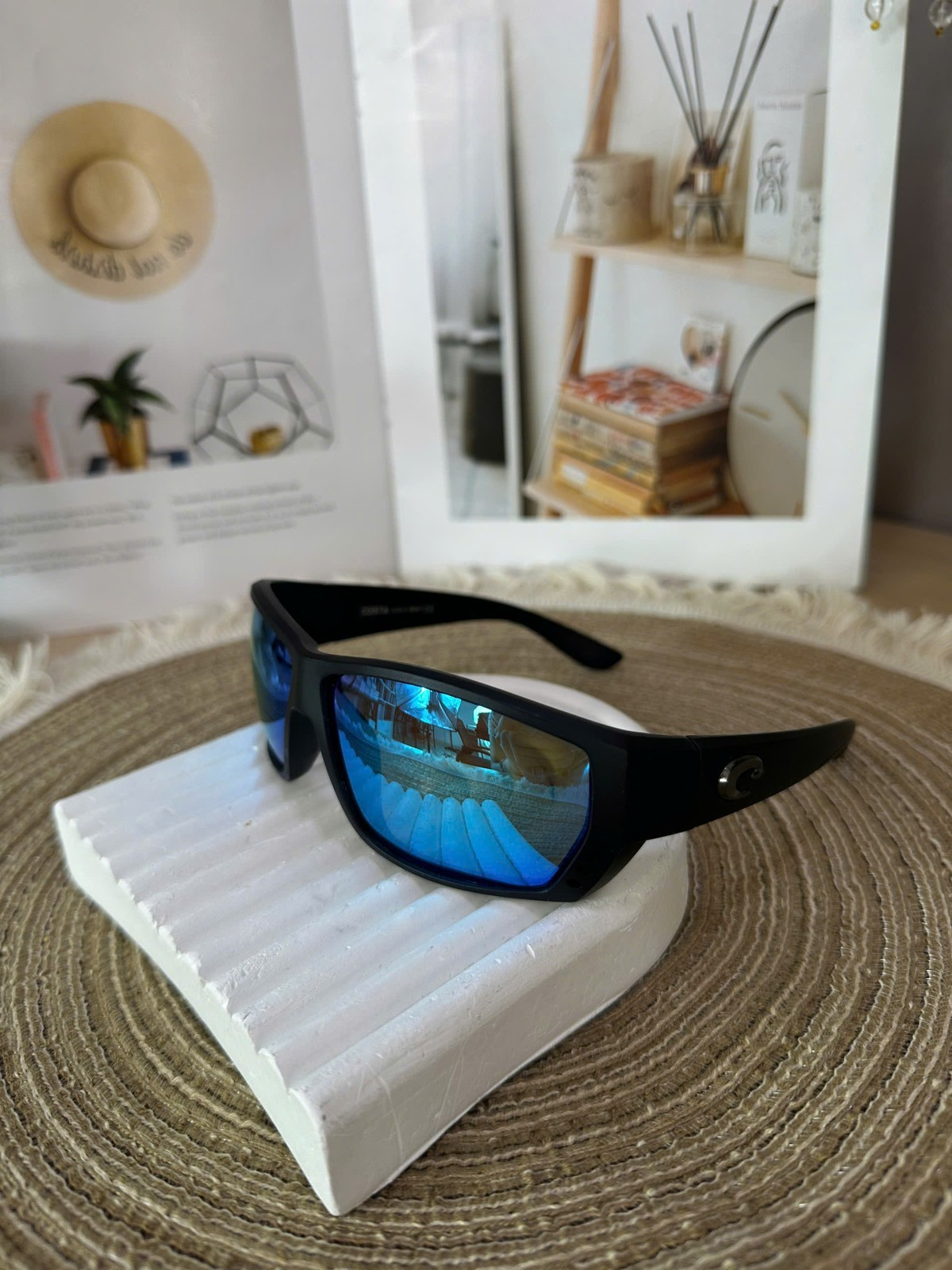 COSTA Del Mar Tuna Alley Sunglasses – Polarized 580P Lenses – Black / Blue NEW