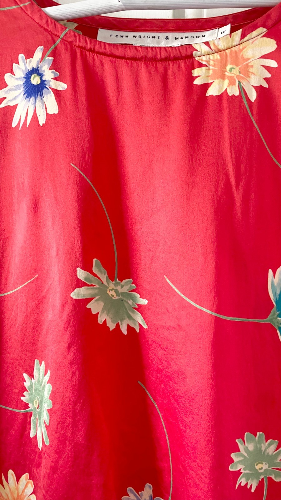Fenn Wright and Manson for Harrods 100% Silk Red Floral Print Blouse Top