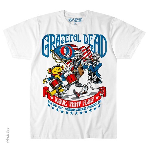 GRATEFUL DEAD-4TH OF JULY-1987-Foxboro, MA-WAVE THAT FLAG-T-SHIRT S-M-L-XL-2X-5X
