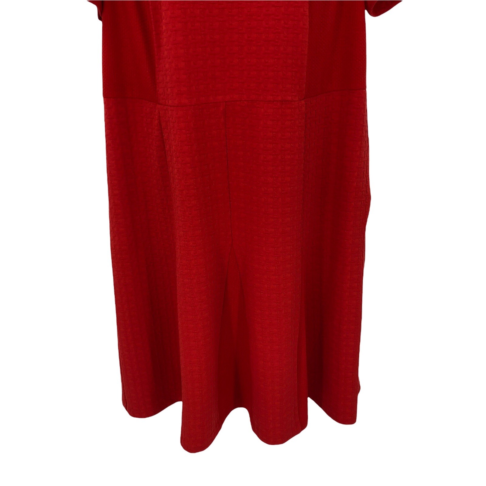 Talbots Womens Red Dress Size 14W Textured Geometric Pattern Contrast Panels