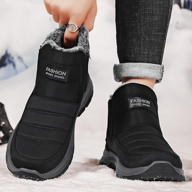 Ankle Snow Boots Men’s Insulated Waterproof Warm Fur Lining Shoes Winter Outdoor