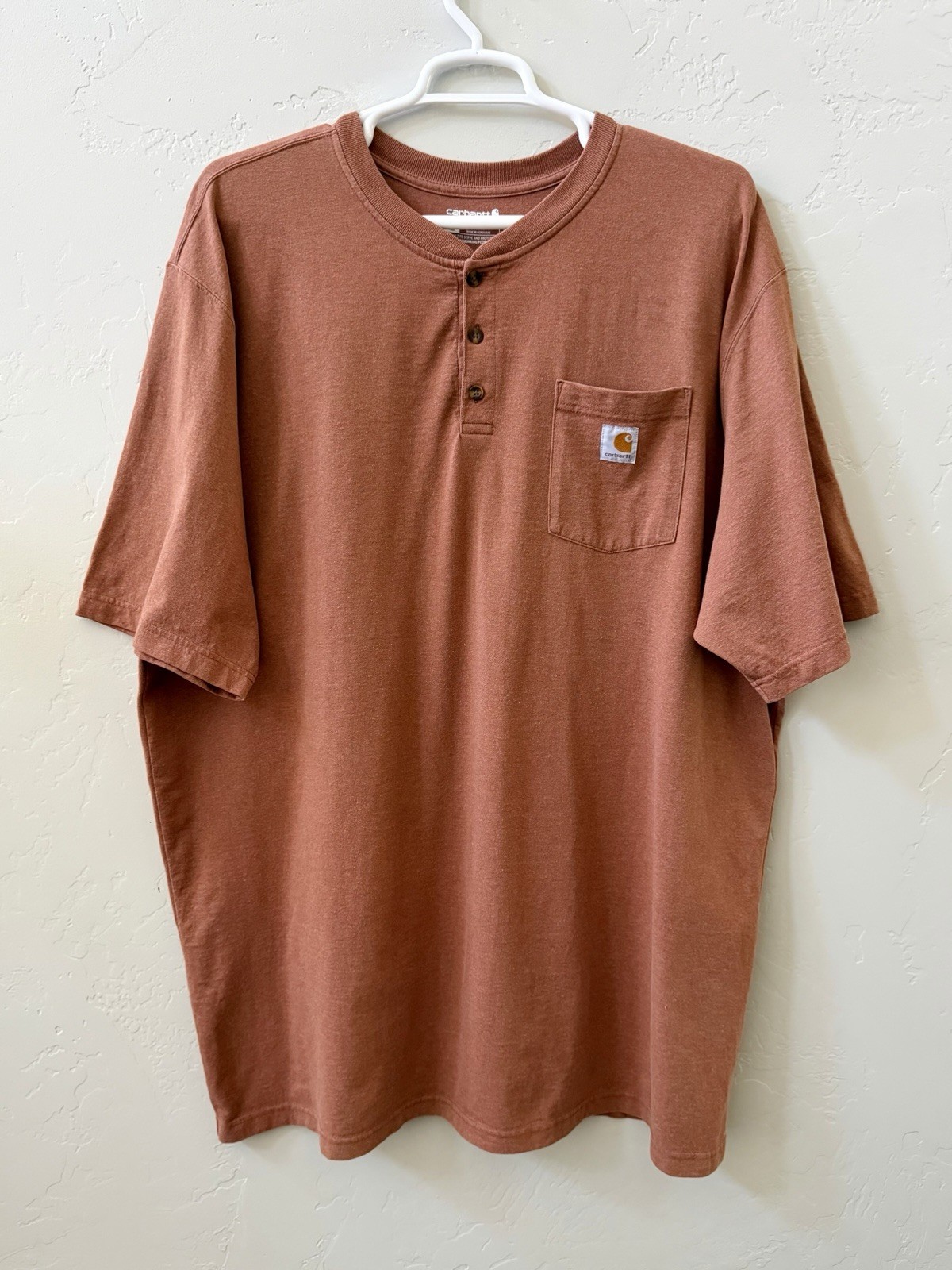 Carhartt Dearborn Loose Fit Henley Pocket T Shirt Rust Mens 3XLT Tall Workwear