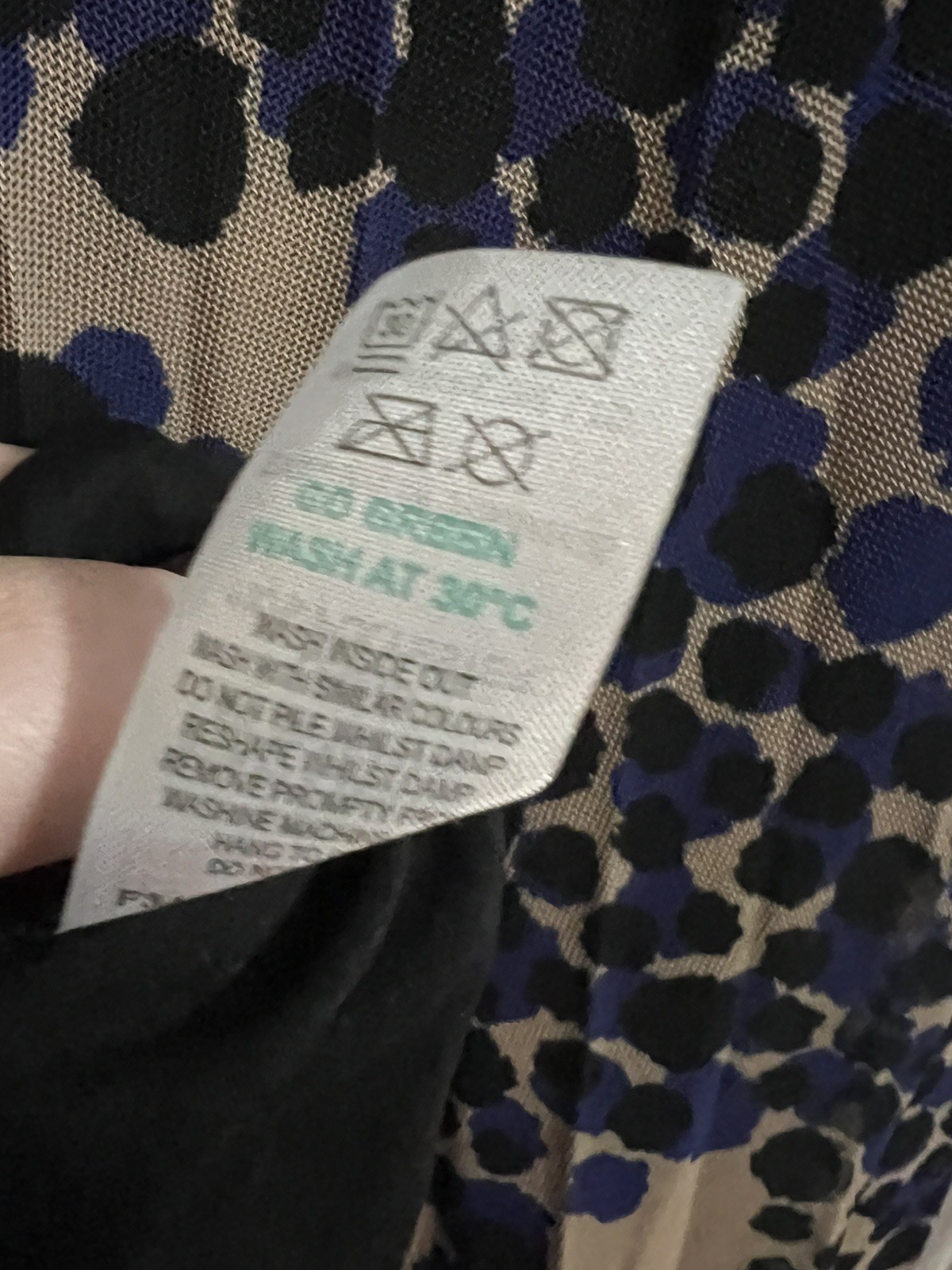 Soon Maxi Skirt Size 10 Beige Blue Black Splodge Print Mesh Lined Casual Party