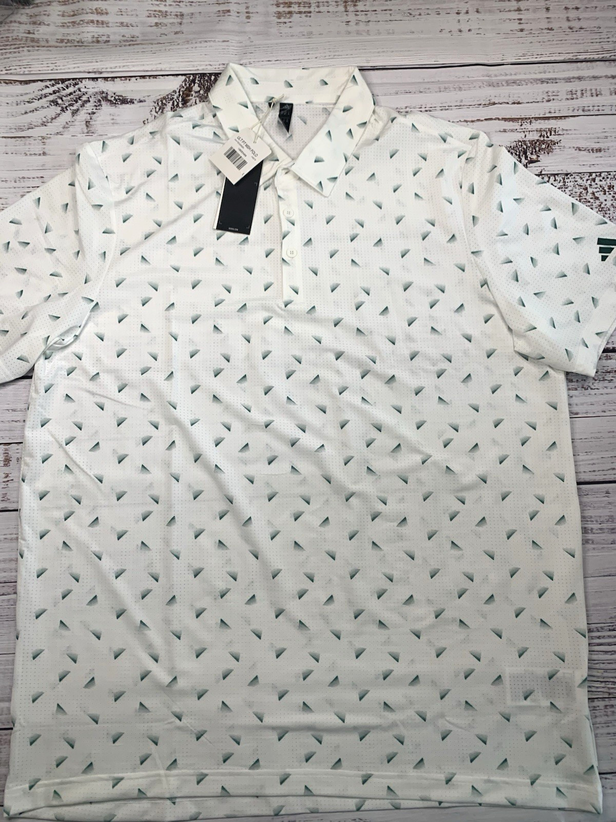 adidas Ultimate365 Men’s Printed Mesh Golf Polo Shirt White Green JN8275 Size XL