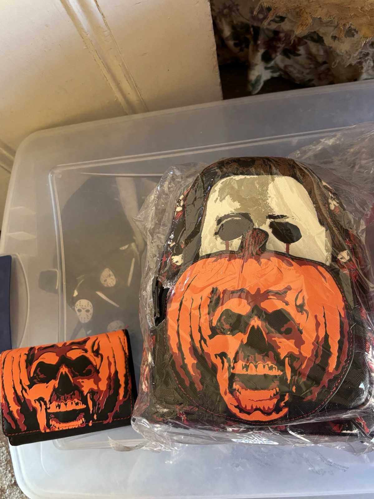 Loungefly Michael Halloween Pumpkin mini backpack and wallet