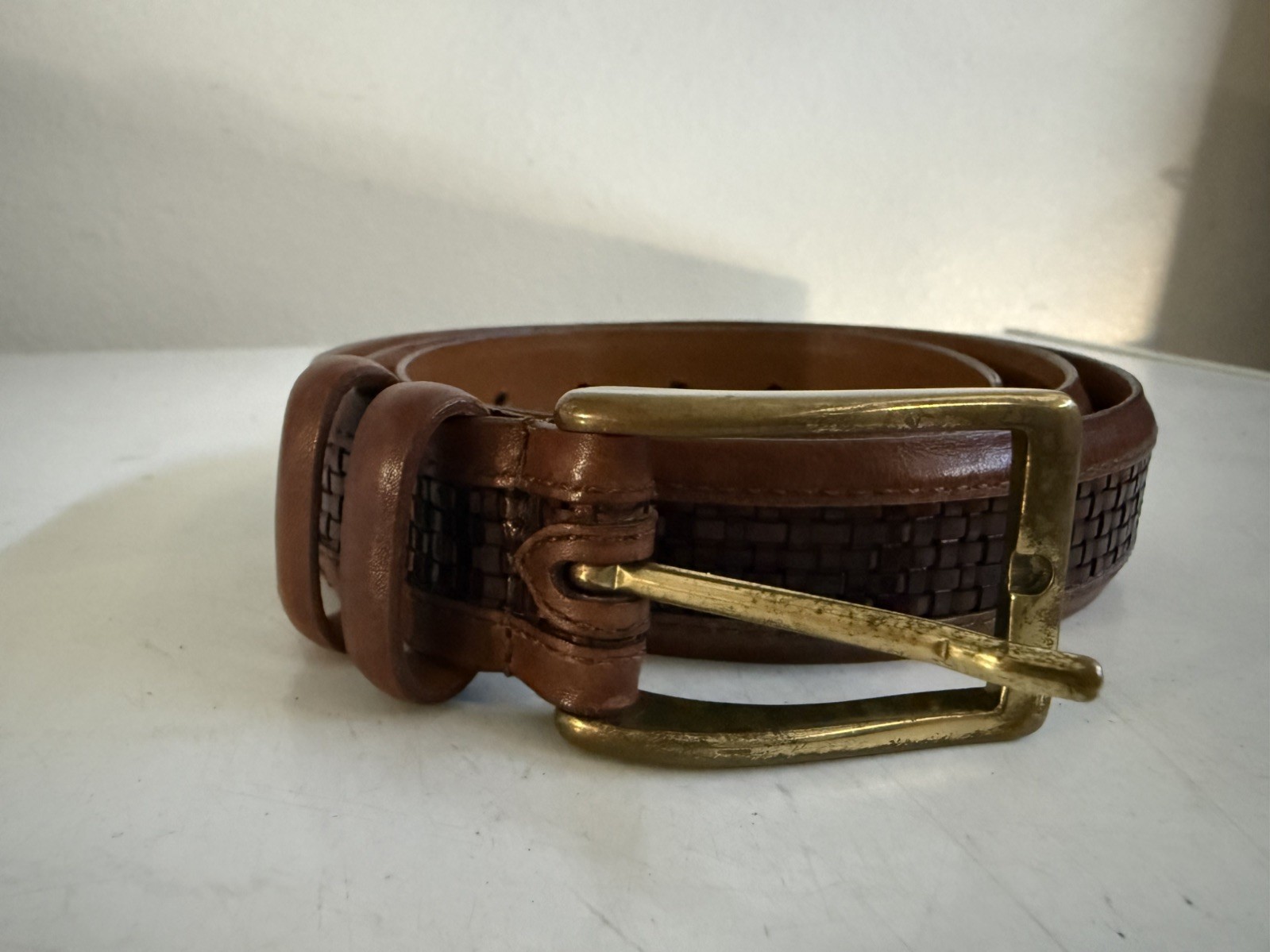 Allen Edmonds Triple Braid Brown Belt Calfskin Leather 28006 Size 40 Made In USA