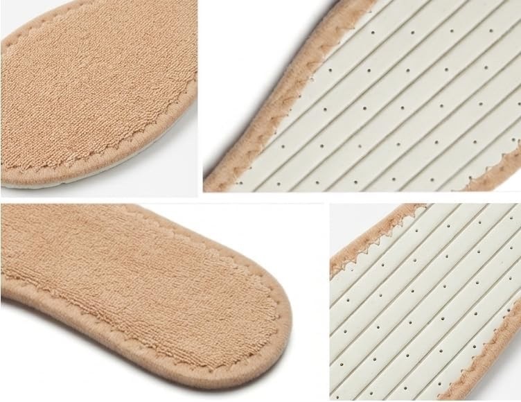 Washable Ventilate Absorbent Sweat Cotton Terry Shoe Insoles Women Men (Tan)