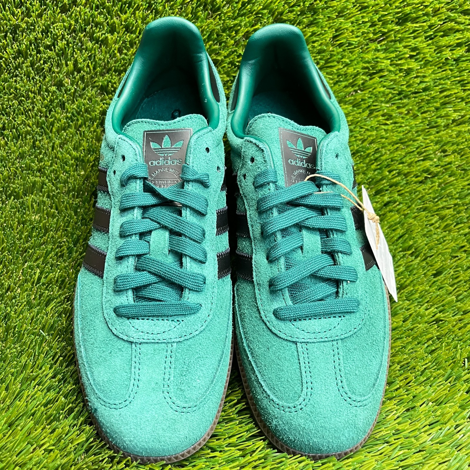 Adidas Samba OG Mens Size 8.5 Green Black Athletic Walking Suede Shoes Sneakers