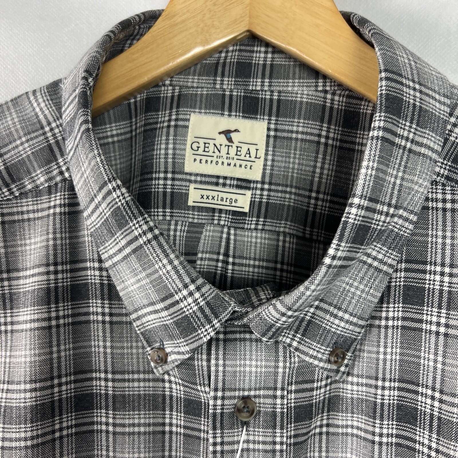 Genteal Men’s Shirt Size 3XL Performance Flannel 1382 Plaid Clouded Grey A21