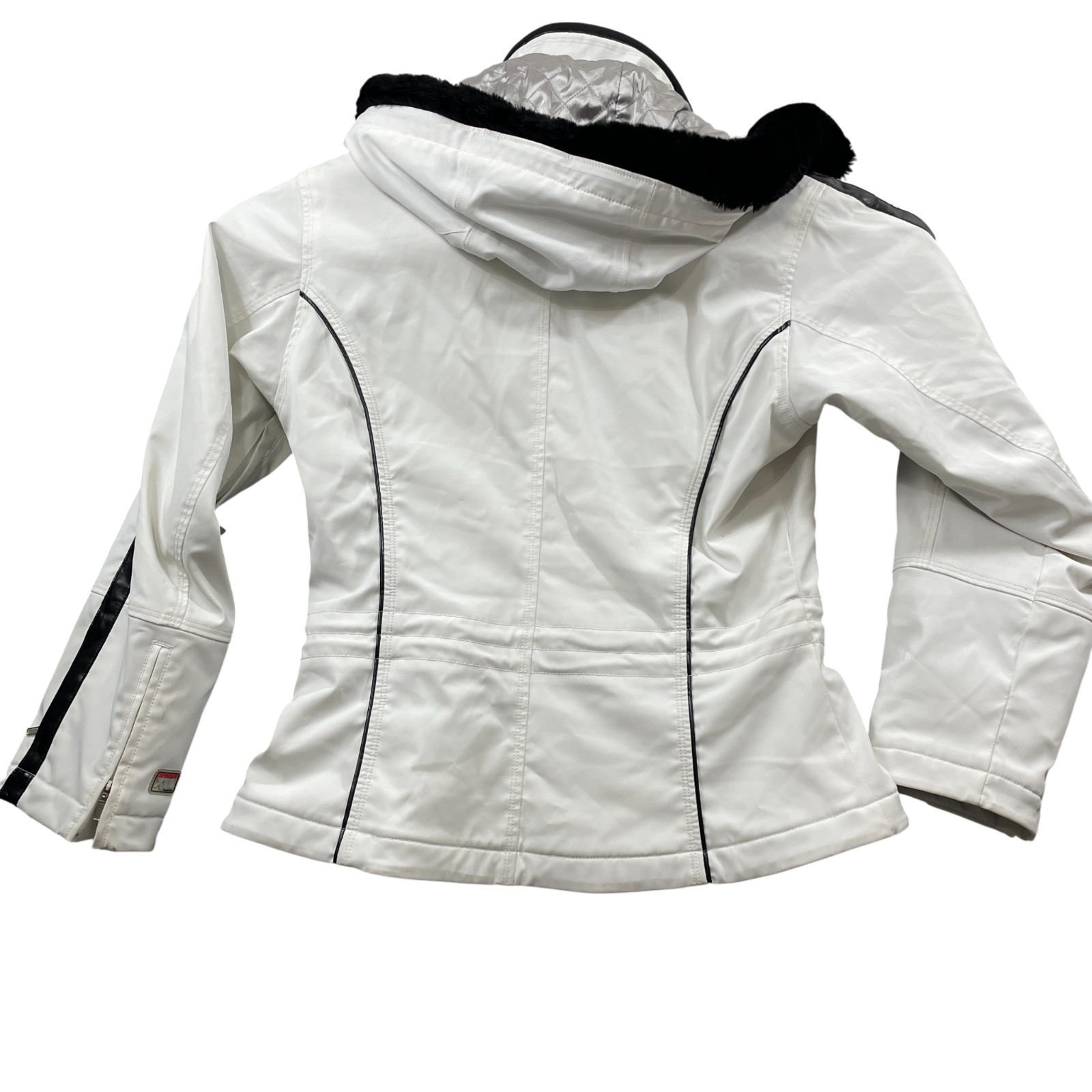 Spyder Ladies 8 Ski Jacket White Faux Fur Trim Thinsulate Lite Loft Hooded Lined