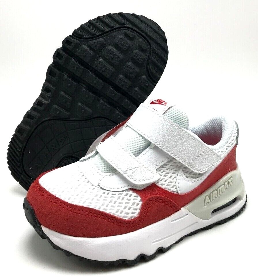 *NEW* Toddler NIKE AIR MAX SYSTEM (TD) WHITE/RED (DQ0286 108), SZ 2.0C – 10.0C
