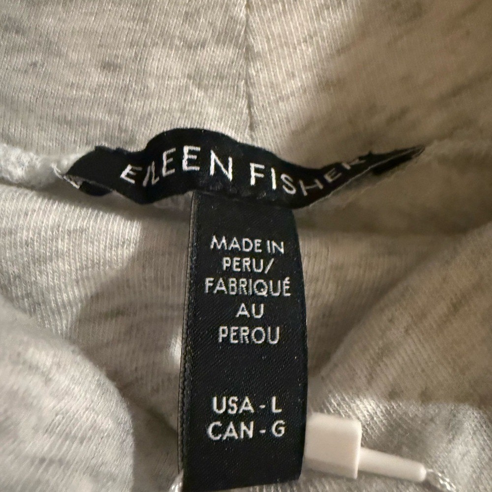 NWT Eileen Fisher Sheer Knit Tencel Top L Nimbus Lightweight Turtleneck