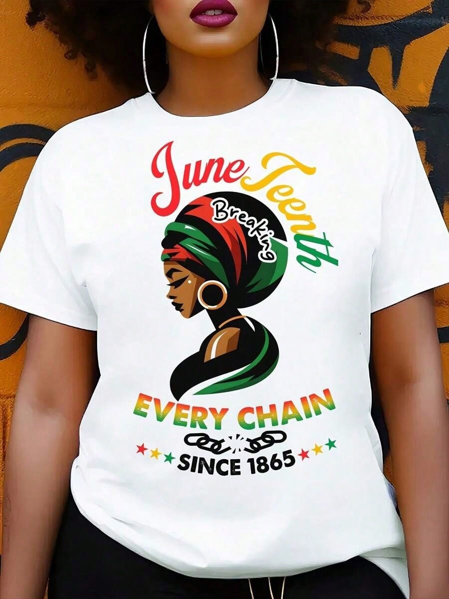 Women’s Juneteenth Graphic T-Shirt – “Break Every Chain Since 1865” Design