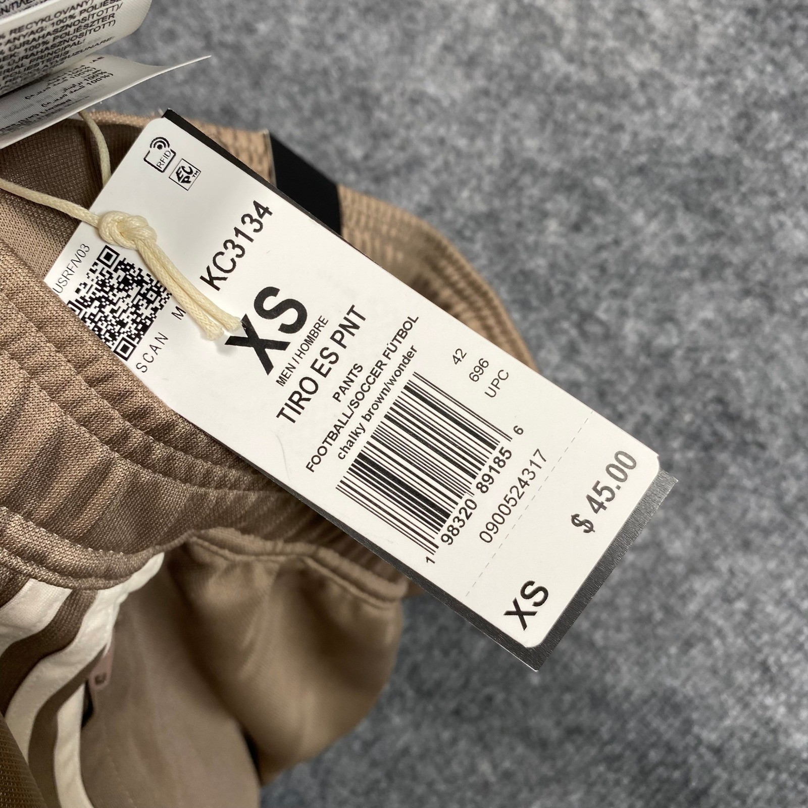 Adidas Mens Tiro ES Soccer Pants Chalky Brown Wonder KC3134 XS New With Tags