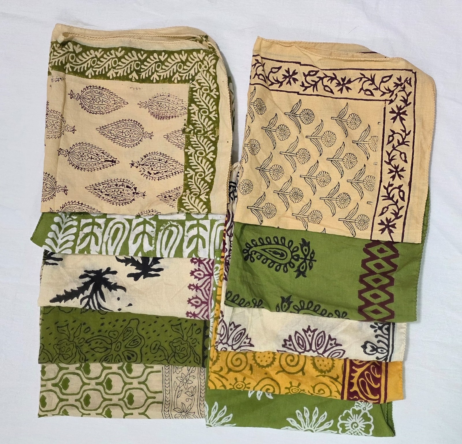 10 Pieces Set Bandana Block Print Bandana Georgette Pattern 21″x21″ Big Scarf