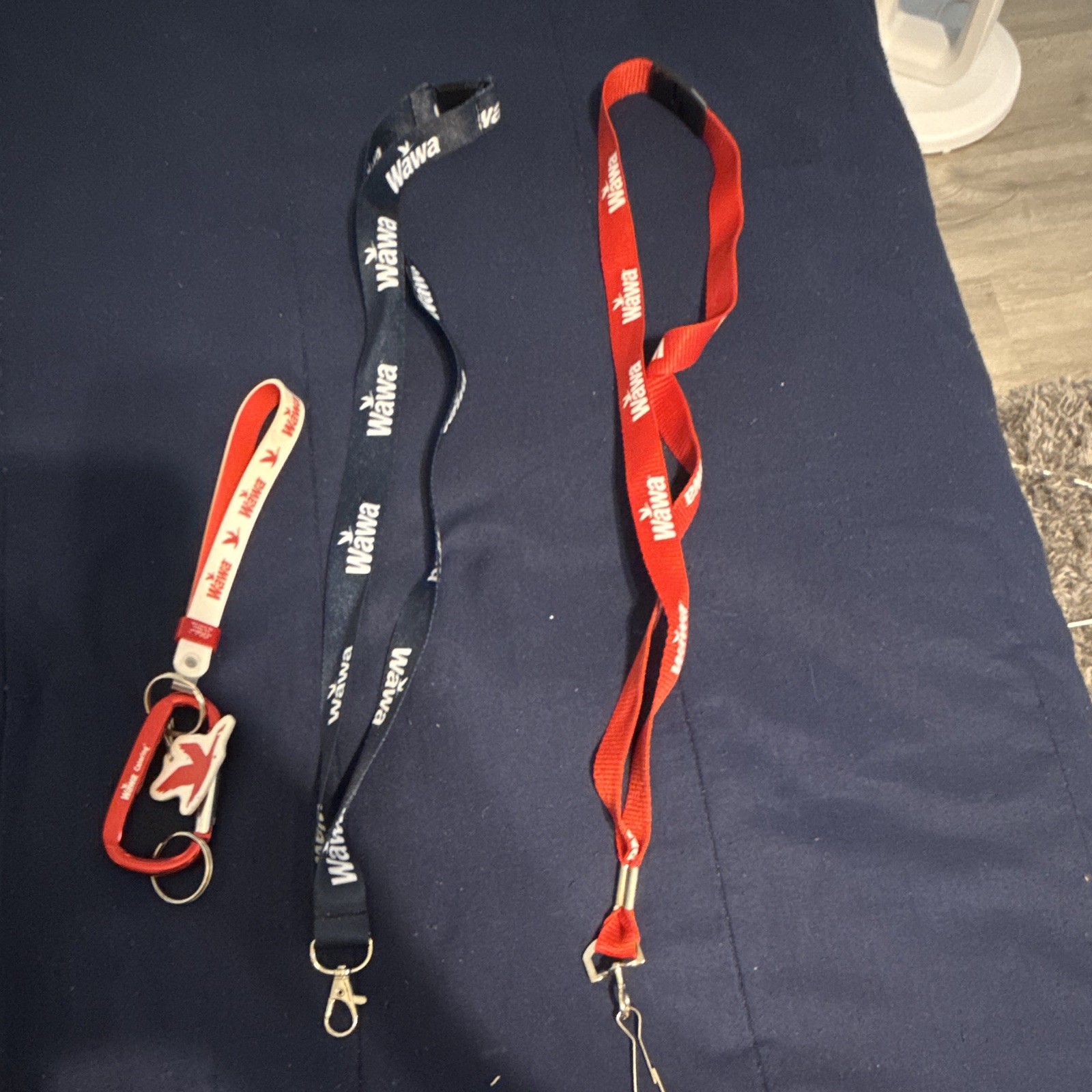 Lot of 3 Logo Lanyards Red/Blue Detachable Polyester w/ Metal Clips & Keyring