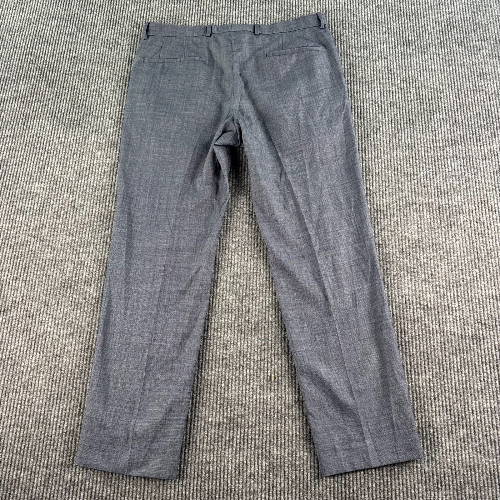 Strellson Pants Men 36×29.5 Blue Linen Hopsack Flat Front Summer Premium Slacks