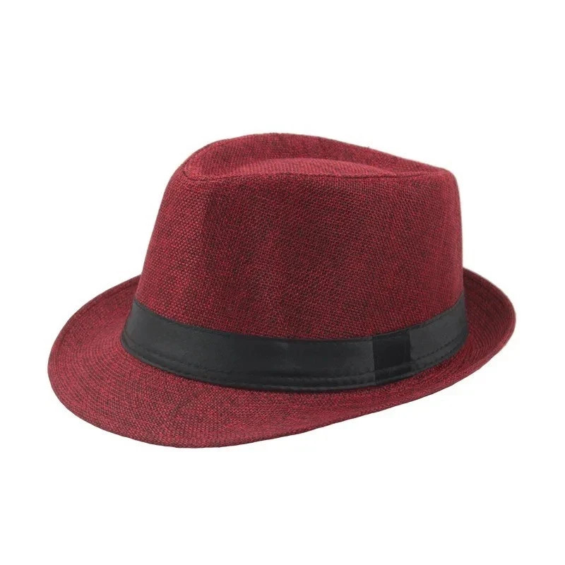 Men Women Summer Straw Fedora Hat Trilby Cuban Sun Cap Panama Short Brim Floral